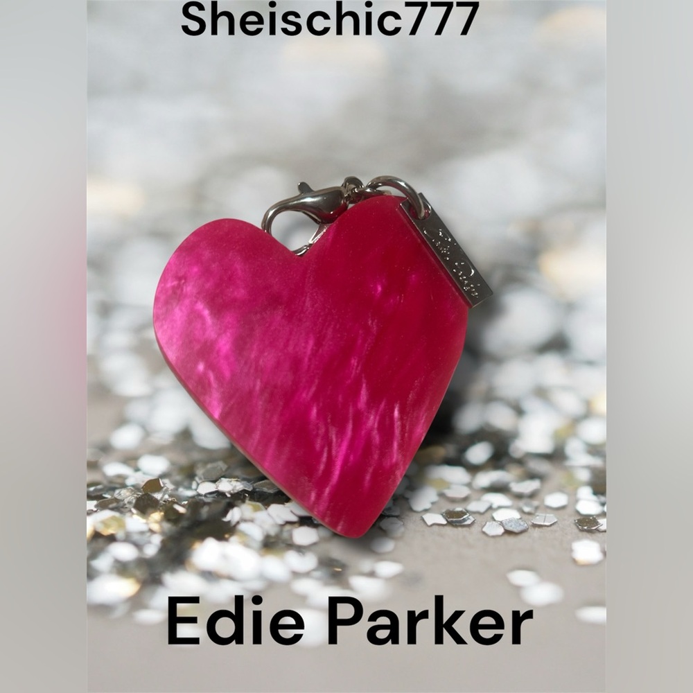 💗 Edie Parker Glitter/Pink Heart Purse Bag Charm|Keychain NWT